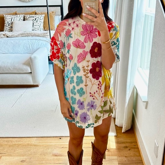 Free People Jewel Mini Dress - White Multi, Small - Picture 8 of 9